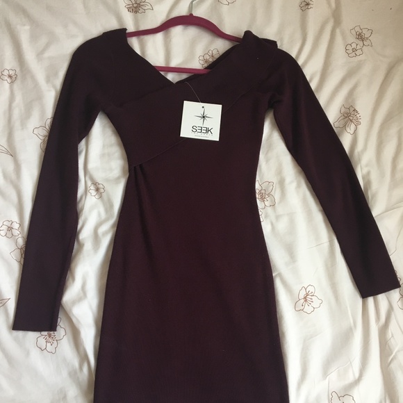 LF Burgundy Bodycon Dress Size Small - Picture 1 of 3